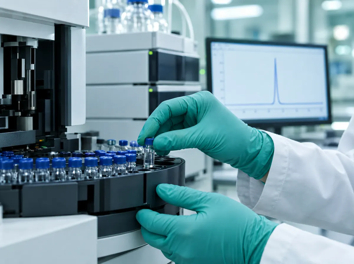 HPLC purity testing of a peptide sample vial